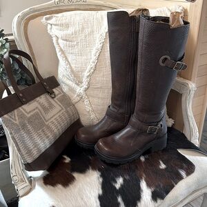 Harley Davidson Womens Boots Tall Twin Strap Sedona Brown Size 6